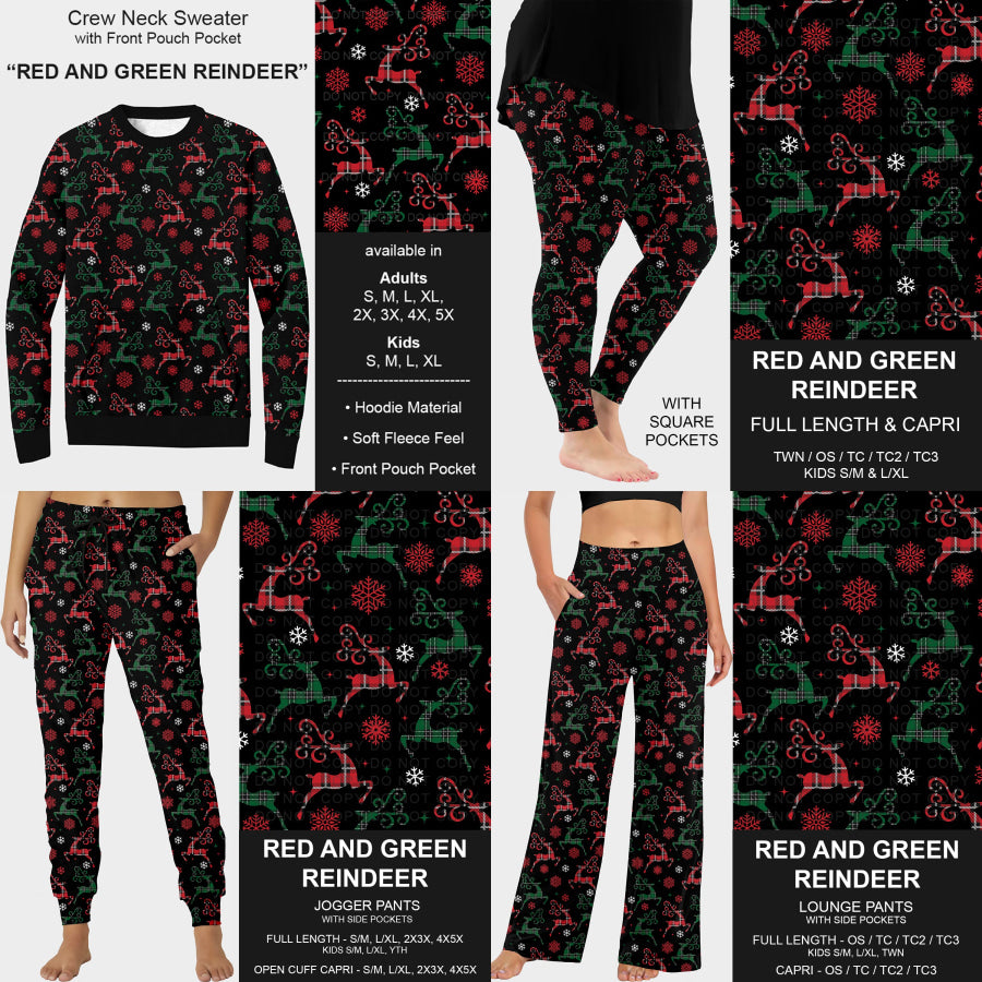 PREORDER Custom Styles - Red and Green Reindeer - Closes 22 Jul - ETA late Oct 2025 Loungewear