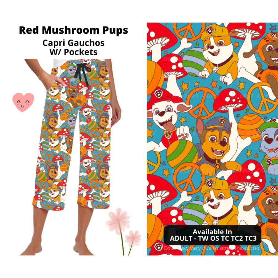 Preorder Custom Styles - Red Mushroom Pups - Closes 3 Mar - ETA mid Jun 2025 Leggings