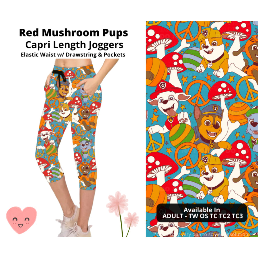 Preorder Custom Styles - Red Mushroom Pups - Closes 3 Mar - ETA mid Jun 2025 Leggings