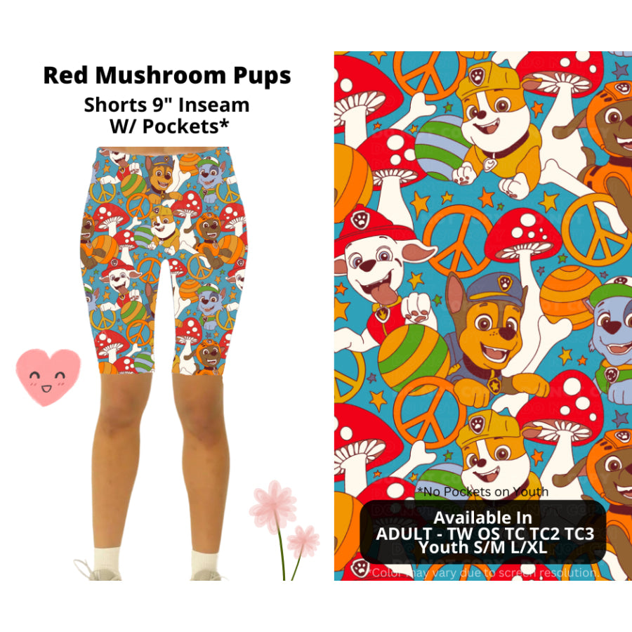 Preorder Custom Styles - Red Mushroom Pups - Closes 3 Mar - ETA mid Jun 2025 Leggings