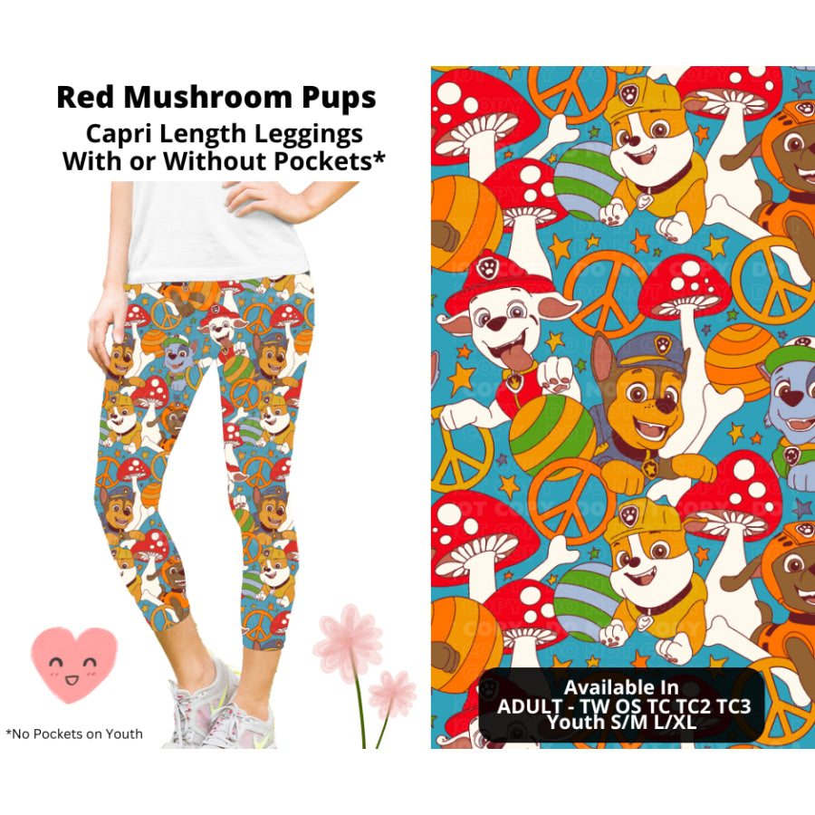 Preorder Custom Styles - Red Mushroom Pups - Closes 3 Mar - ETA mid Jun 2025 Leggings