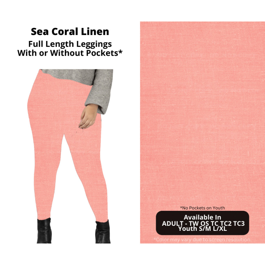 PREORDER Custom Styles - Sea Coral Linen - Closes 8 Jan - ETA late Apr 2025 Leggings