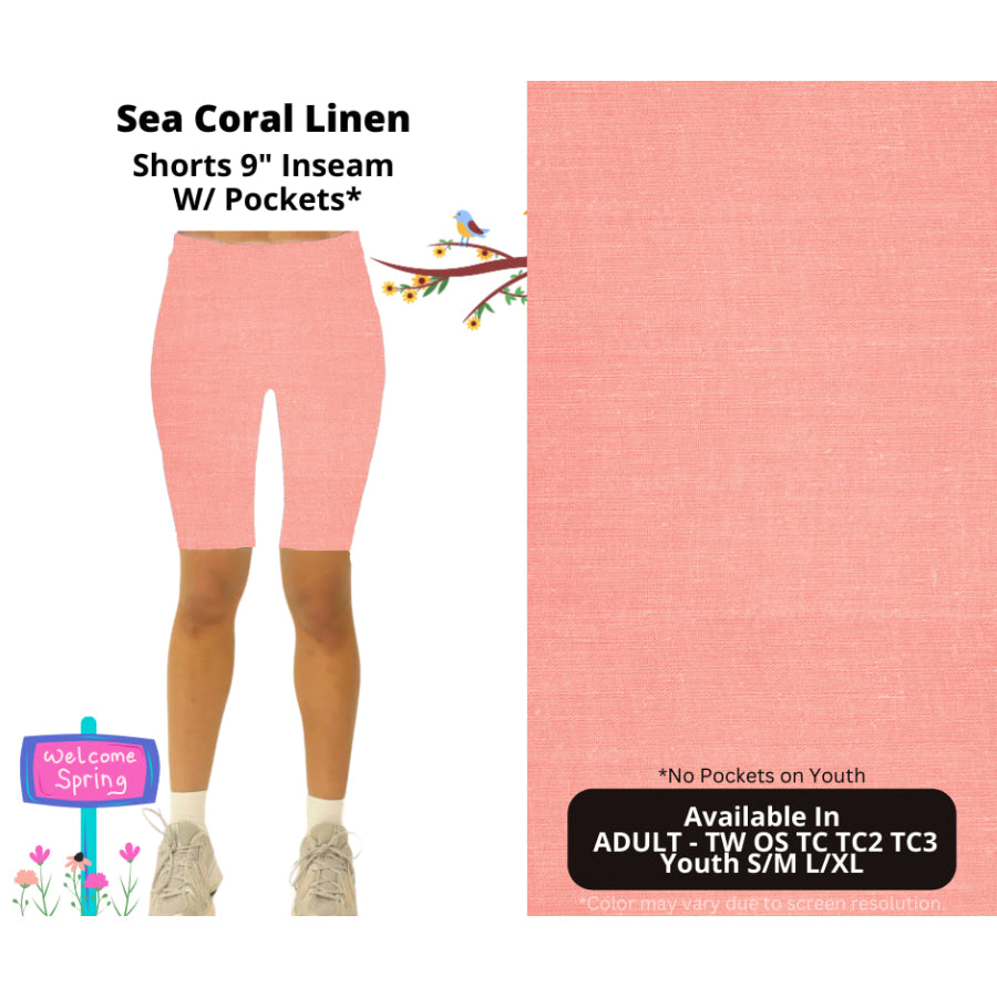 PREORDER Custom Styles - Sea Coral Linen - Closes 8 Jan - ETA late Apr 2025 Leggings