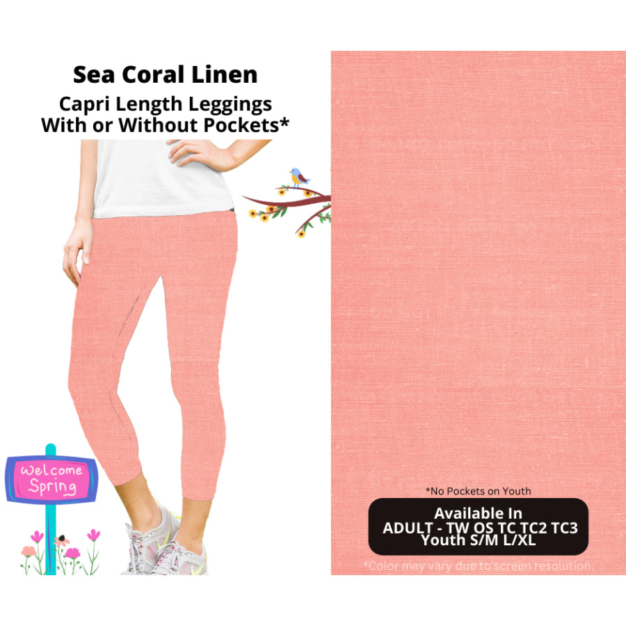 PREORDER Custom Styles - Sea Coral Linen - Closes 8 Jan - ETA late Apr 2025 Leggings