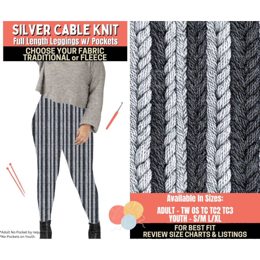 Preorder Custom Styles - Silver Cable Knit - Closes 1 Oct - ETA Early Feb 2026 Leggings