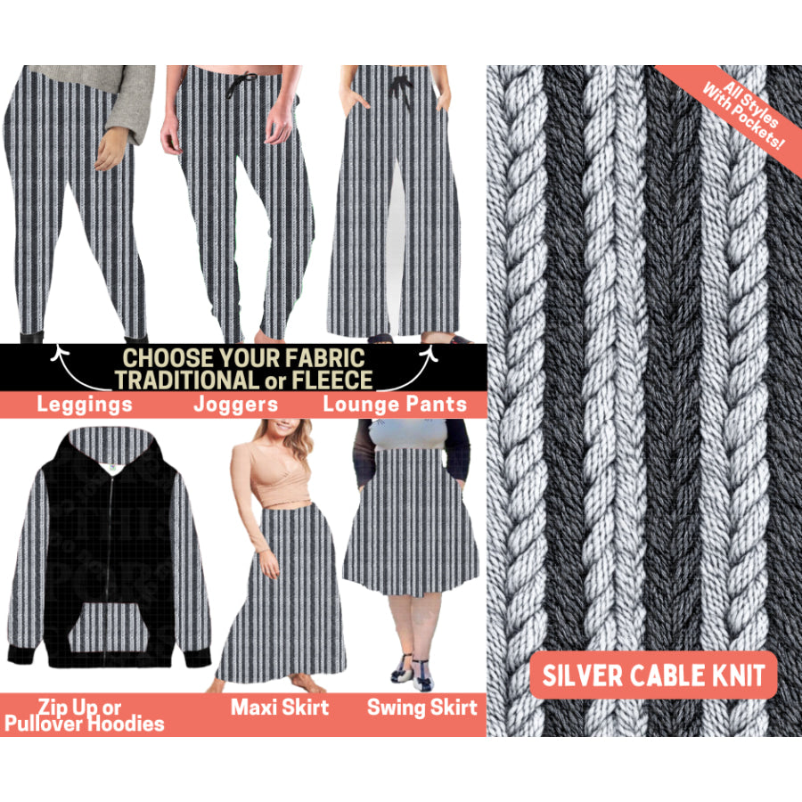 Preorder Custom Styles - Silver Cable Knit - Closes 1 Oct - ETA Early Feb 2026 Leggings