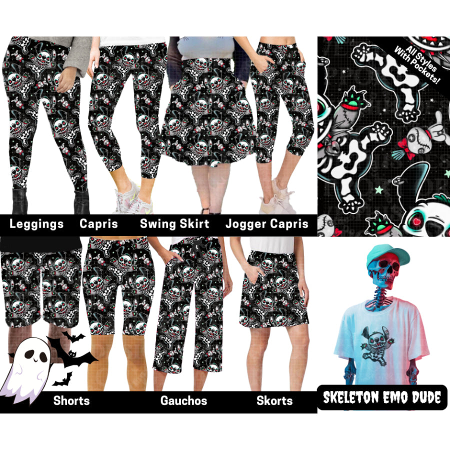 Preorder Custom Styles - Skeleton Emo Dude - Closes 28 May - ETA late Sep 2025 Leggings