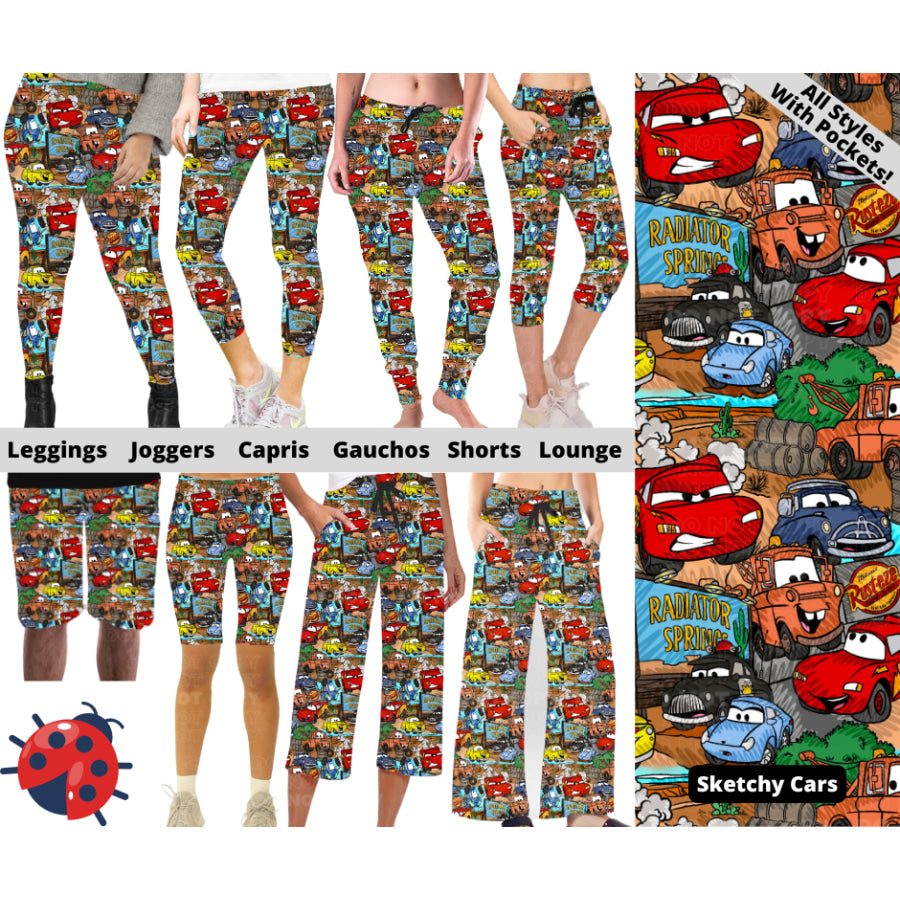 Preorder Custom Styles - Sketchy Cars - Closes 24 Mar - ETA late Jun 2025 Leggings