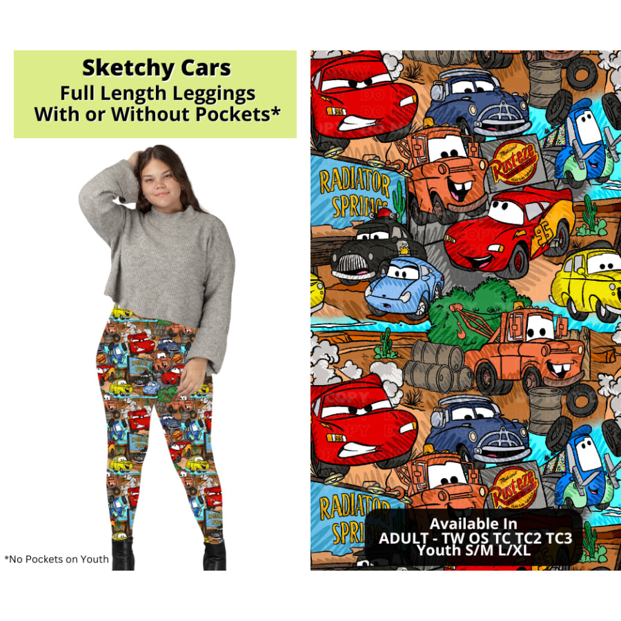 Preorder Custom Styles - Sketchy Cars - Closes 24 Mar - ETA late Jun 2025 Leggings