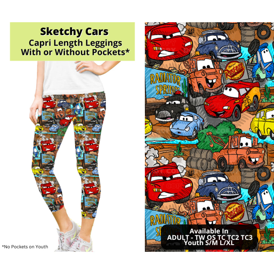 Preorder Custom Styles - Sketchy Cars - Closes 24 Mar - ETA late Jun 2025 Leggings