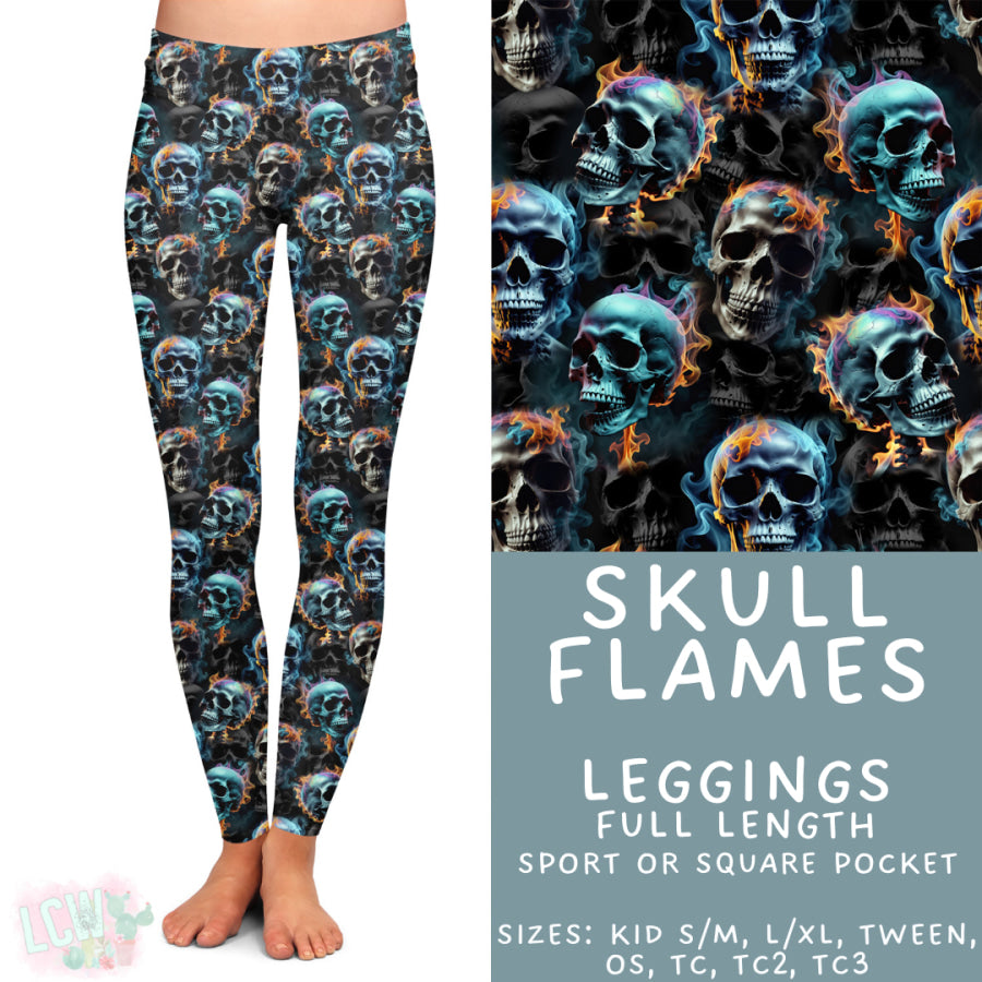 Preorder Custom Styles Skull Flames Closes 4 Sep ETA late Nov 2025 Leggings