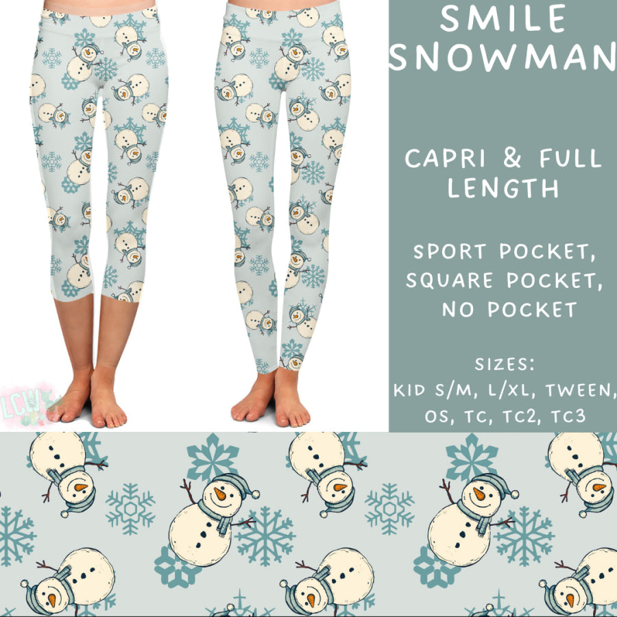 Preorder Custom Styles - Smile Snowman - Closes 22 Nov - ETA early Feb 2025 Leggings