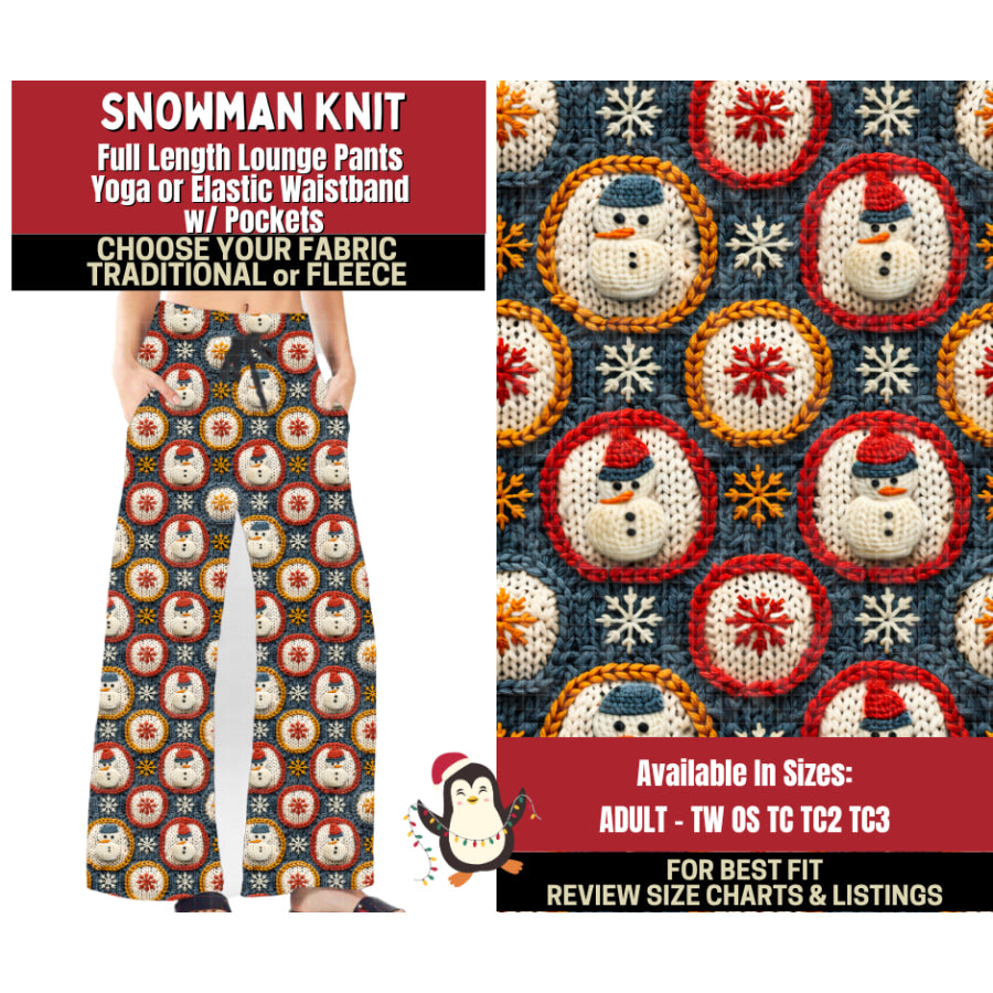 Preorder Custom Styles Snowman Knit Closes 4 Sep ETA early Jan 2026 Leggings