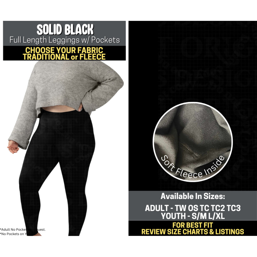 Preorder Custom Styles - Solid Black - Closes 6 Oct - ETA mid Feb 2026 Leggings