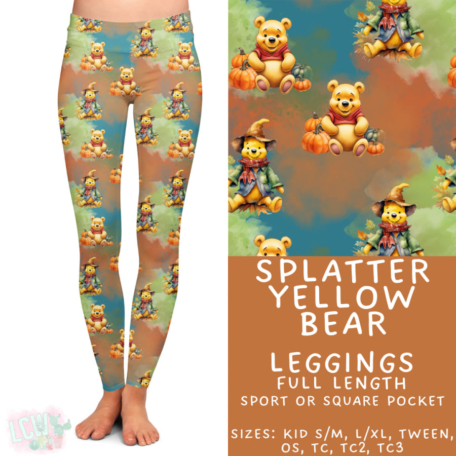 Preorder Custom Styles Splatter Yellow Bear Closes 29 Aug ETA late Nov 2025 Leggings