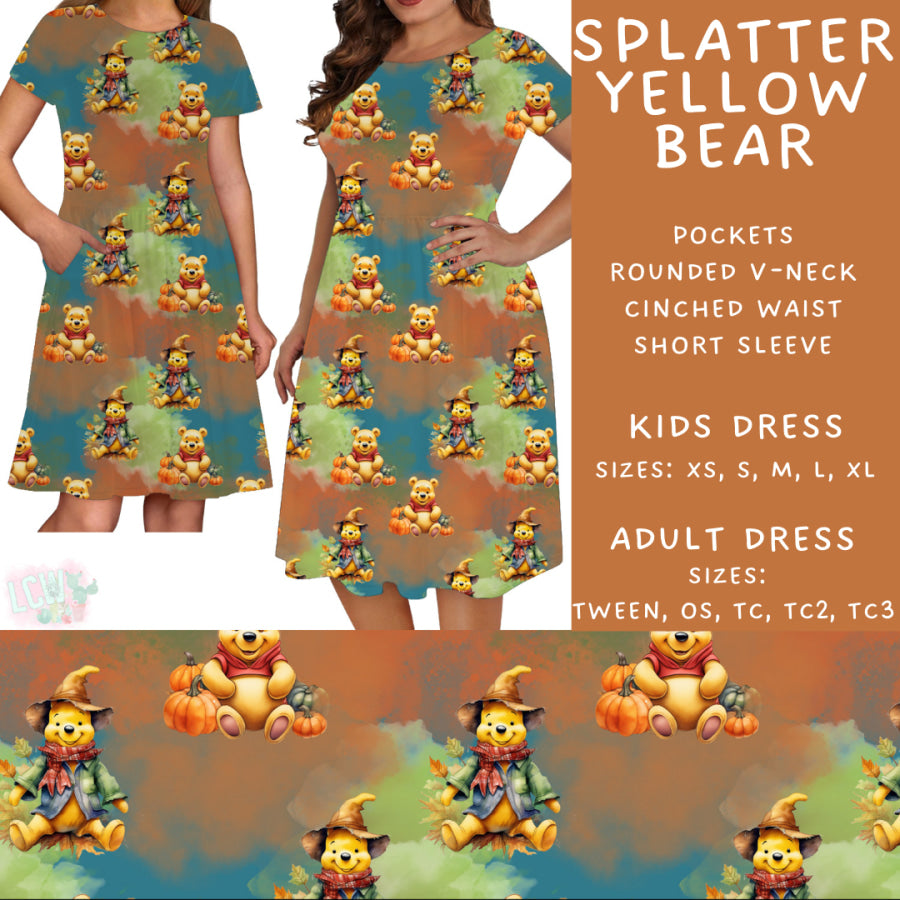 Preorder Custom Styles Splatter Yellow Bear Closes 29 Aug ETA late Nov 2025 Leggings