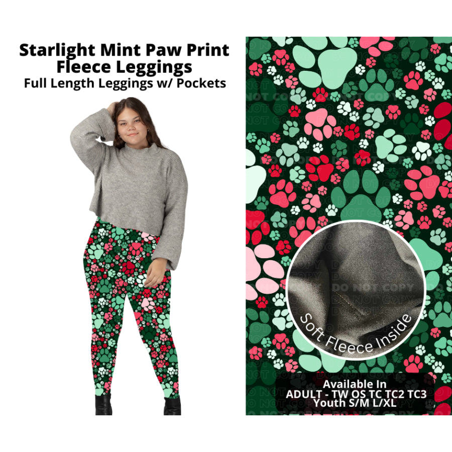 PREORDER Custom Styles - Starlight Mint Paw Print - Closes 7 Oct - ETA late Dec 2024 Leggings