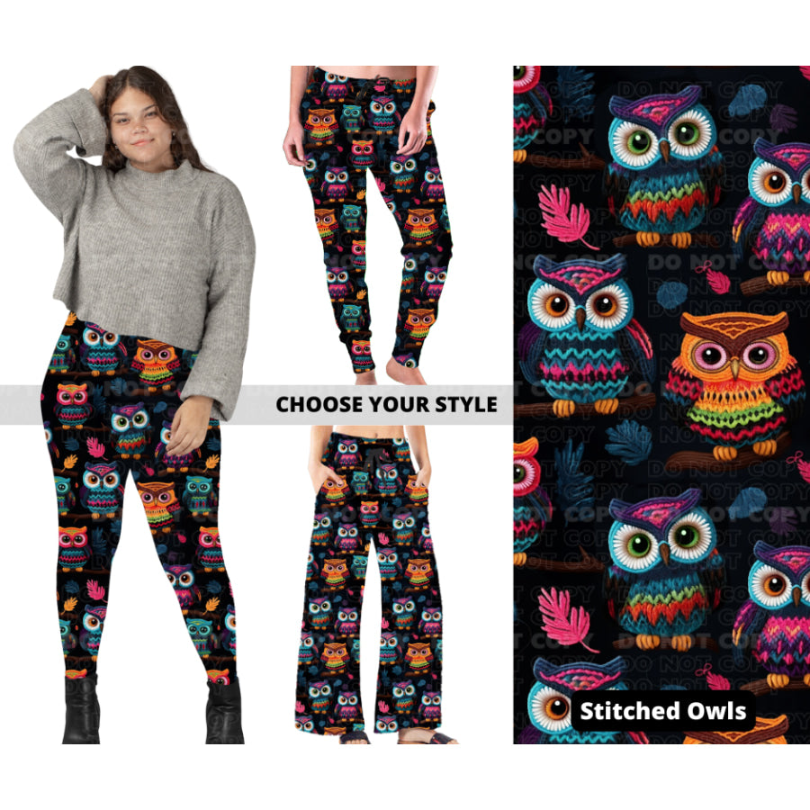 PREORDER Custom Styles - Stitched Owls - Closes 14 Oct - ETA early Jan 2024 Leggings