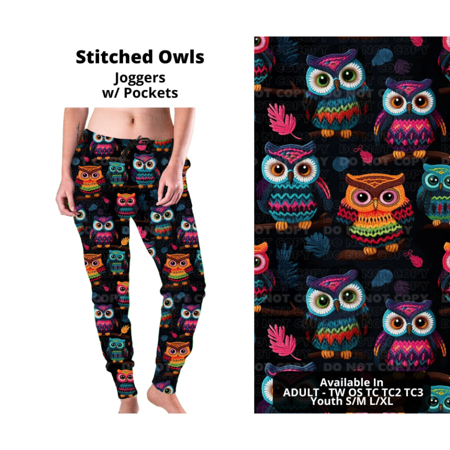 PREORDER Custom Styles - Stitched Owls - Closes 14 Oct - ETA early Jan 2024 Leggings