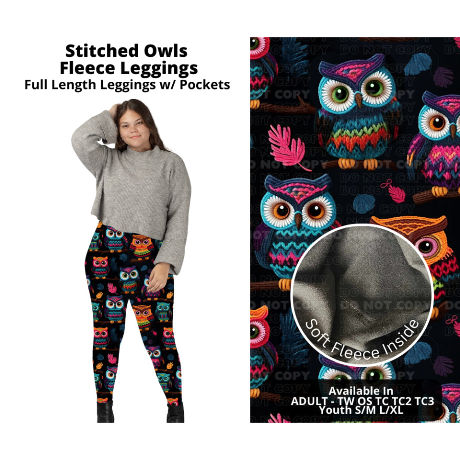 PREORDER Custom Styles - Stitched Owls - Closes 14 Oct - ETA early Jan 2024 Leggings