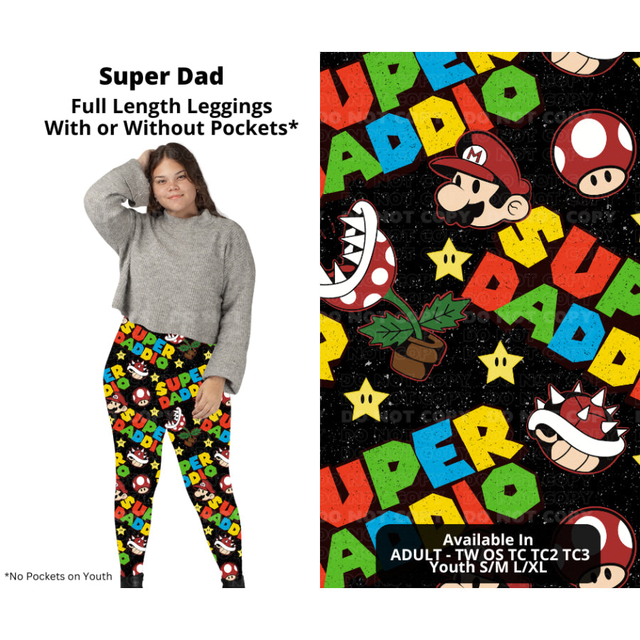 PREORDER Custom Styles - Super Dad - Closes 27 Nov - ETA late Feb 2025 Leggings