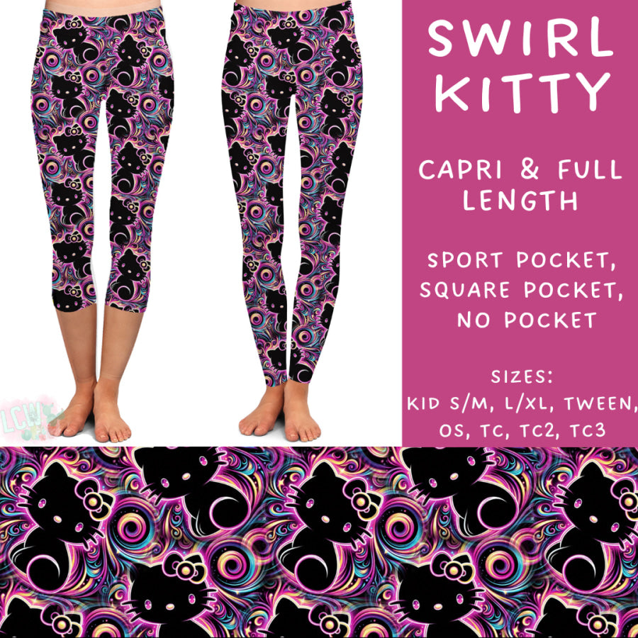 Preorder Custom Styles - Swirl Kitty - Closes 6 Dec - ETA late Feb 2025 Leggings