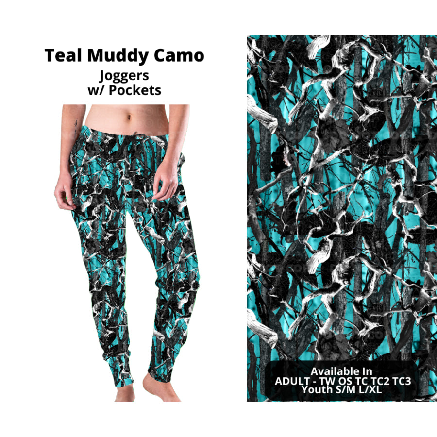 PREORDER Custom Styles - Teal Muddy Camo - Closes 27 Nov - ETA late Feb 2025 Leggings