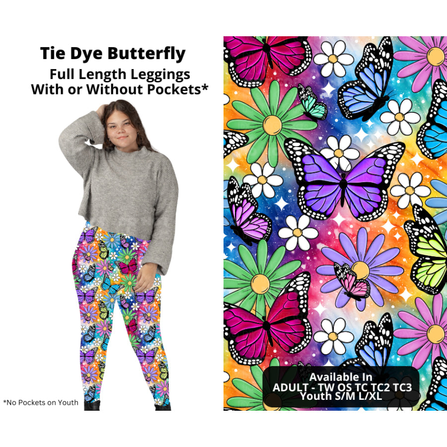 PREORDER Custom Styles - Tie Dye Butterfly - Closes 21 Nov - ETA late Feb 2025 Leggings