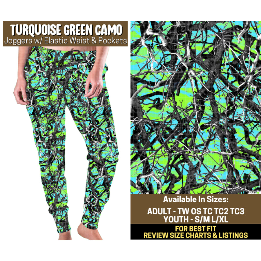 Preorder Custom Styles Turquoise Green Camo Closes 12 Sep ETA mid Jan 2026 Leggings