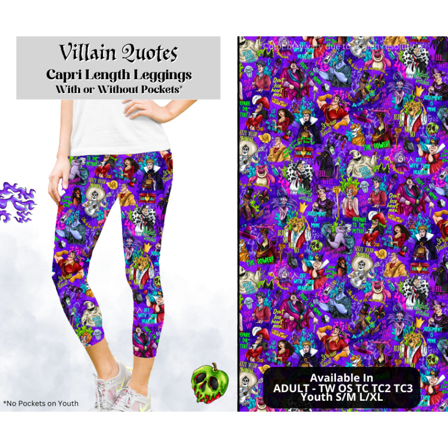 Preorder Custom Styles - Villain Quotes - Closes 28 Mar - ETA mid Jul 2025 Leggings