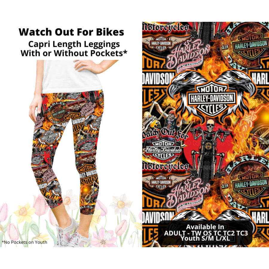 Preorder Custom Styles - Watch Out For Bikes - Closes 17 Mar - ETA late Jun 2025 Leggings