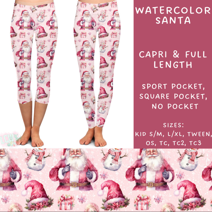 Preorder Custom Styles - Watercolour Santa - Closes 31 Oct - ETA early Jan 2025 Leggings