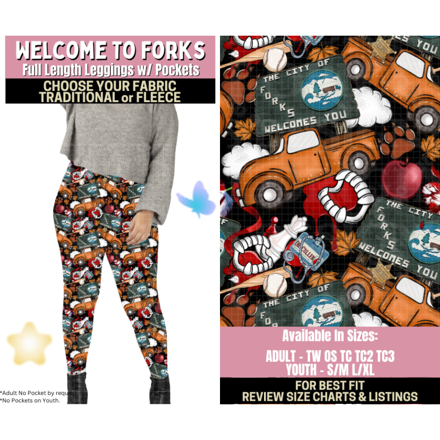 Preorder Custom Styles - Welcome To Forks - Closes 25 Sep - ETA late Jan 2026 Leggings