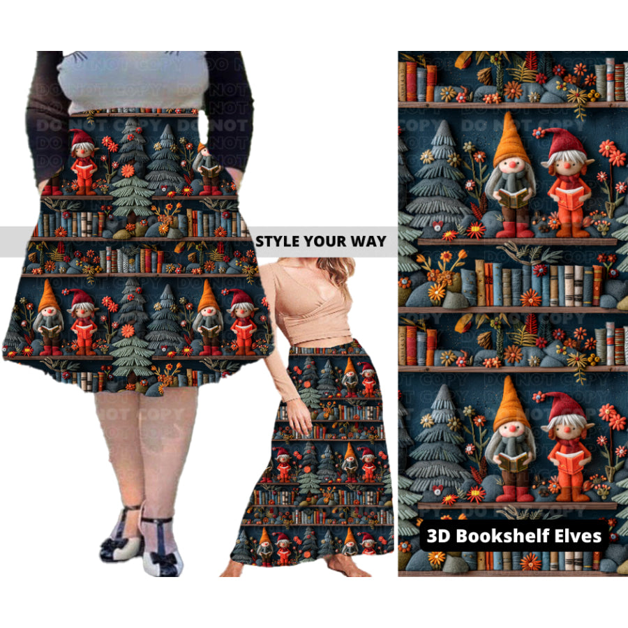 PREORDER Custom Swing and Maxi Skirts - 3D Bookshelf Elves - Closes 30 Sep - ETA late Dec 2024 Skirts