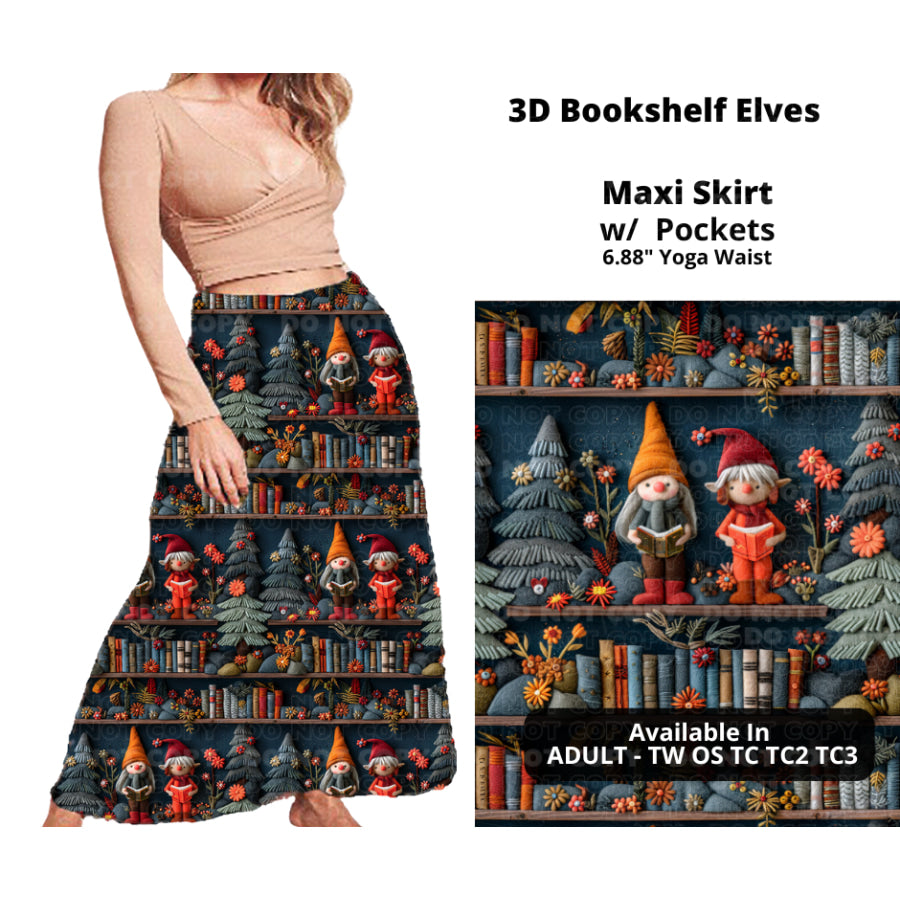 PREORDER Custom Swing and Maxi Skirts - 3D Bookshelf Elves - Closes 30 Sep - ETA late Dec 2024 Skirts