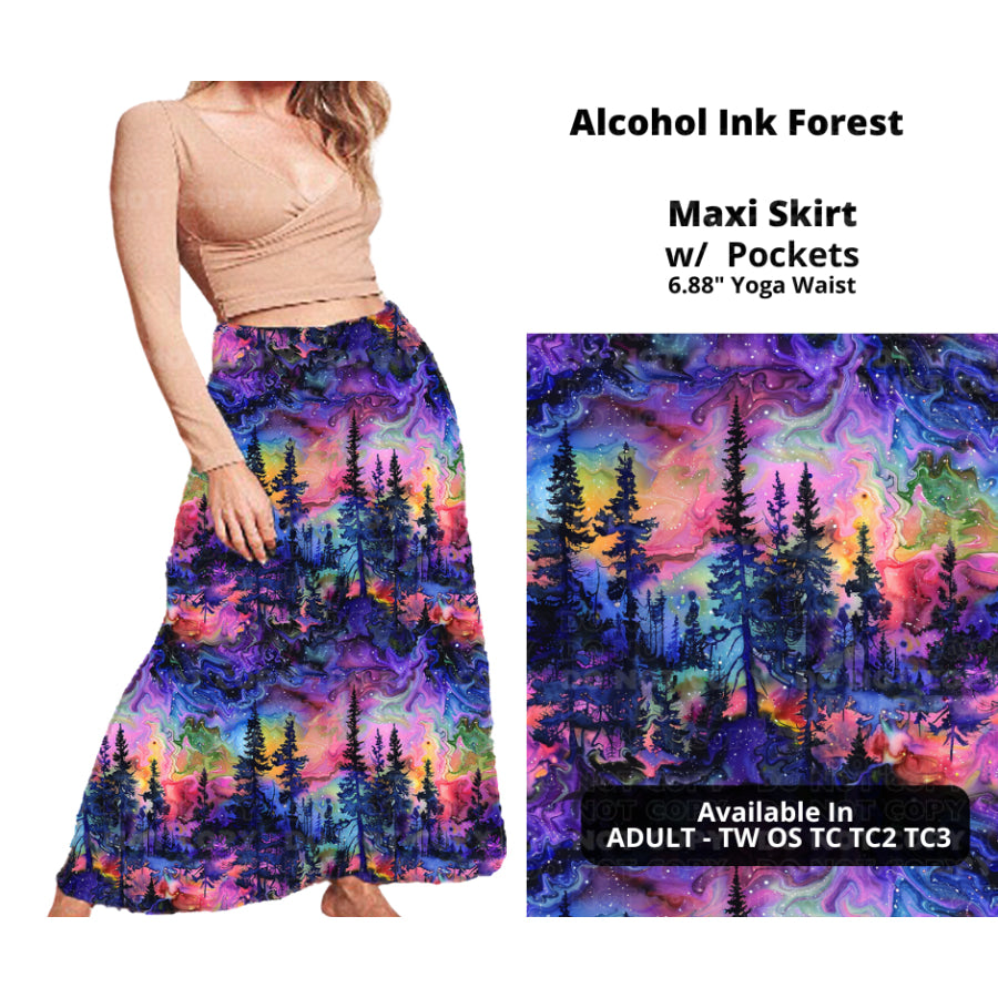 PREORDER Custom Swing and Maxi Skirts - Alcohol Ink Forest - Closes 30 Sep - ETA late Dec 2024 Skirts