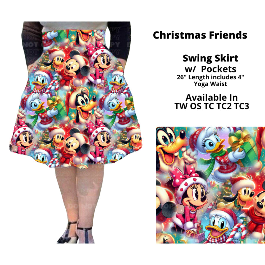 PREORDER Custom Swing and Maxi Skirts - Christmas Friends - Closes 30 Sep - ETA late Dec 2024 Skirts