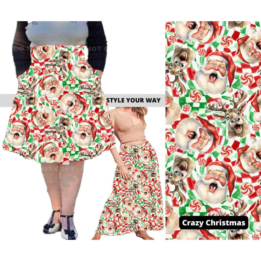 PREORDER Custom Swing and Maxi Skirts - Crazy Christmas - Closes 30 Sep - ETA late Dec 2024 Skirts