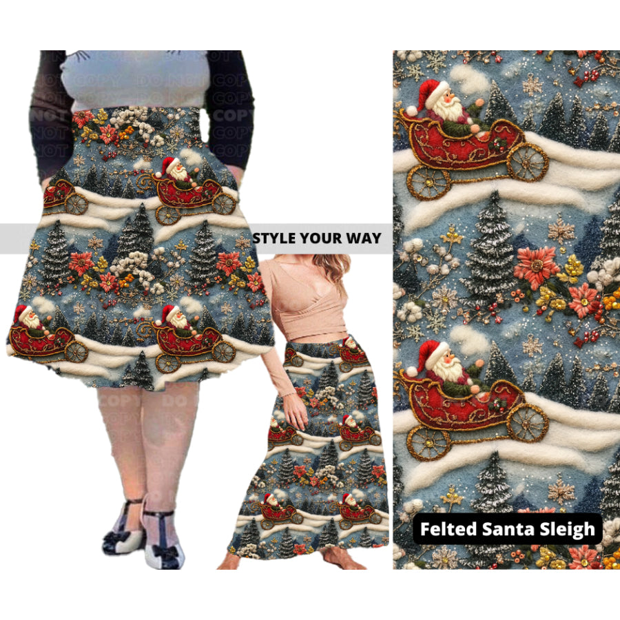 PREORDER Custom Swing and Maxi Skirts - Felted Santa Sleigh - Closes 30 Sep - ETA late Dec 2024 Skirts