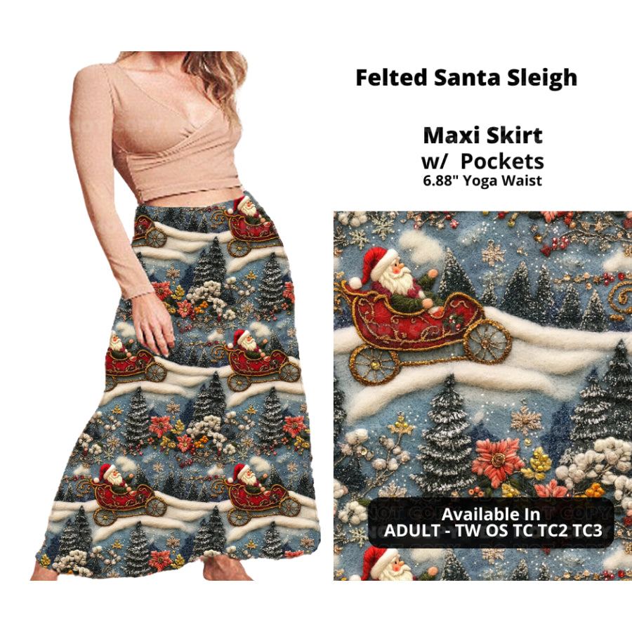 PREORDER Custom Swing and Maxi Skirts - Felted Santa Sleigh - Closes 30 Sep - ETA late Dec 2024 Skirts