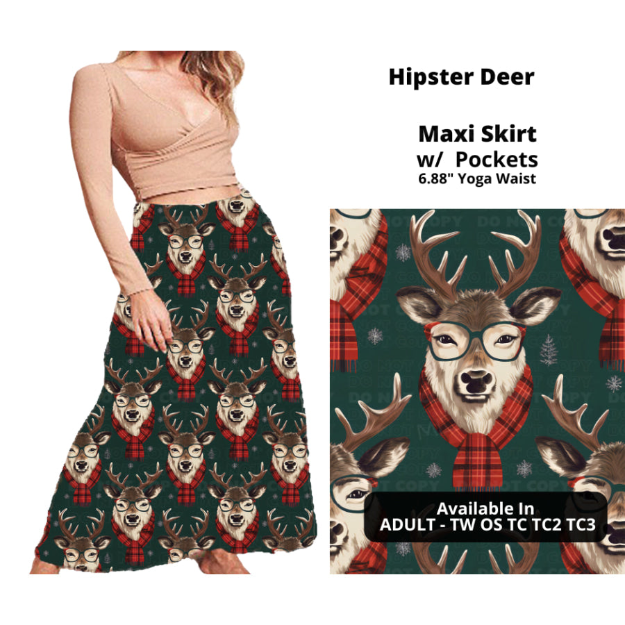 PREORDER Custom Swing and Maxi Skirts - Hipster Deer - Closes 30 Sep - ETA late Dec 2024 Skirts