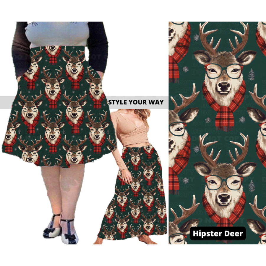 PREORDER Custom Swing and Maxi Skirts - Hipster Deer - Closes 30 Sep - ETA late Dec 2024 Skirts