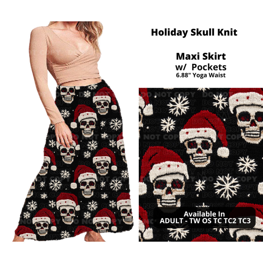 PREORDER Custom Swing and Maxi Skirts - Holiday Skull Knit - Closes 30 Sep - ETA late Dec 2024 Skirts