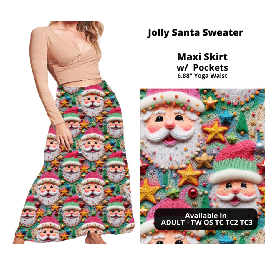 PREORDER Custom Swing and Maxi Skirts - Jolly Santa Sweater - Closes 30 Sep - ETA late Dec 2024 Skirts