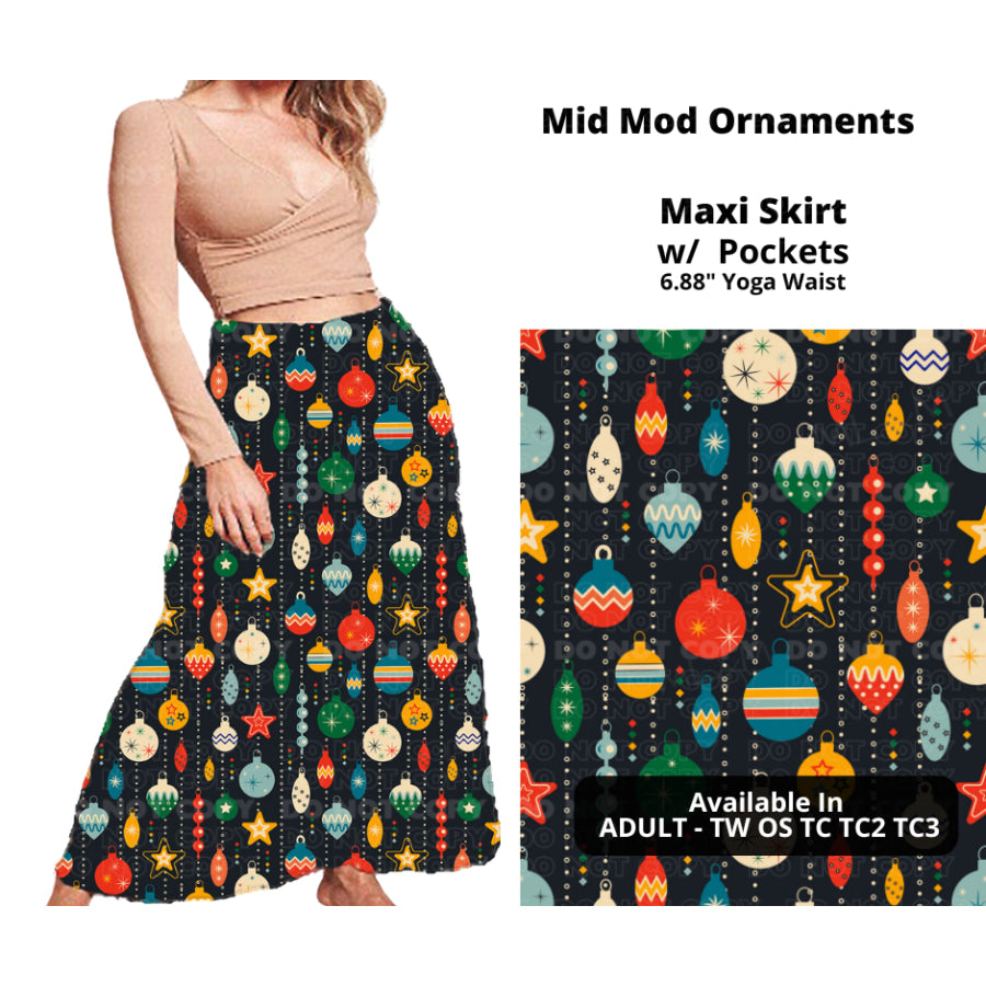 PREORDER Custom Swing and Maxi Skirts - Mid Mod Ornaments - Closes 30 Sep - ETA late Dec 2024 Skirts