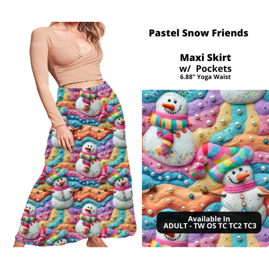 PREORDER Custom Swing and Maxi Skirts - Pastel Snow Friends - Closes 30 Sep - ETA late Dec 2024 Skirts