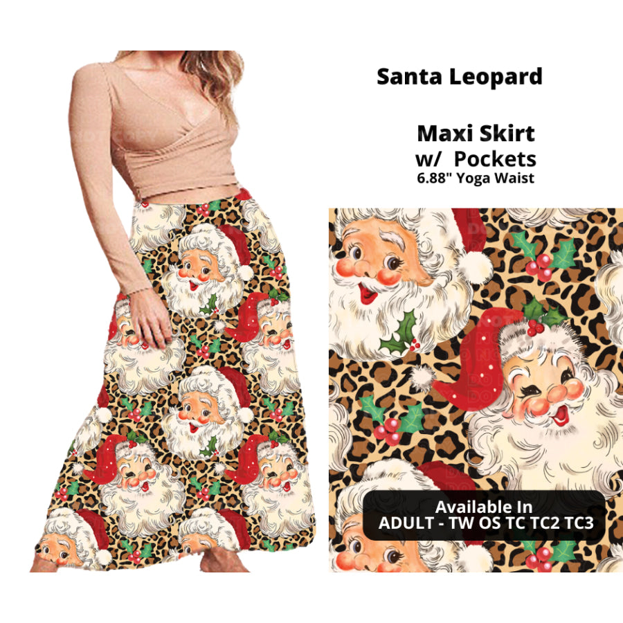 PREORDER Custom Swing and Maxi Skirts - Santa Leopard - Closes 30 Sep - ETA late Dec 2024 Skirts