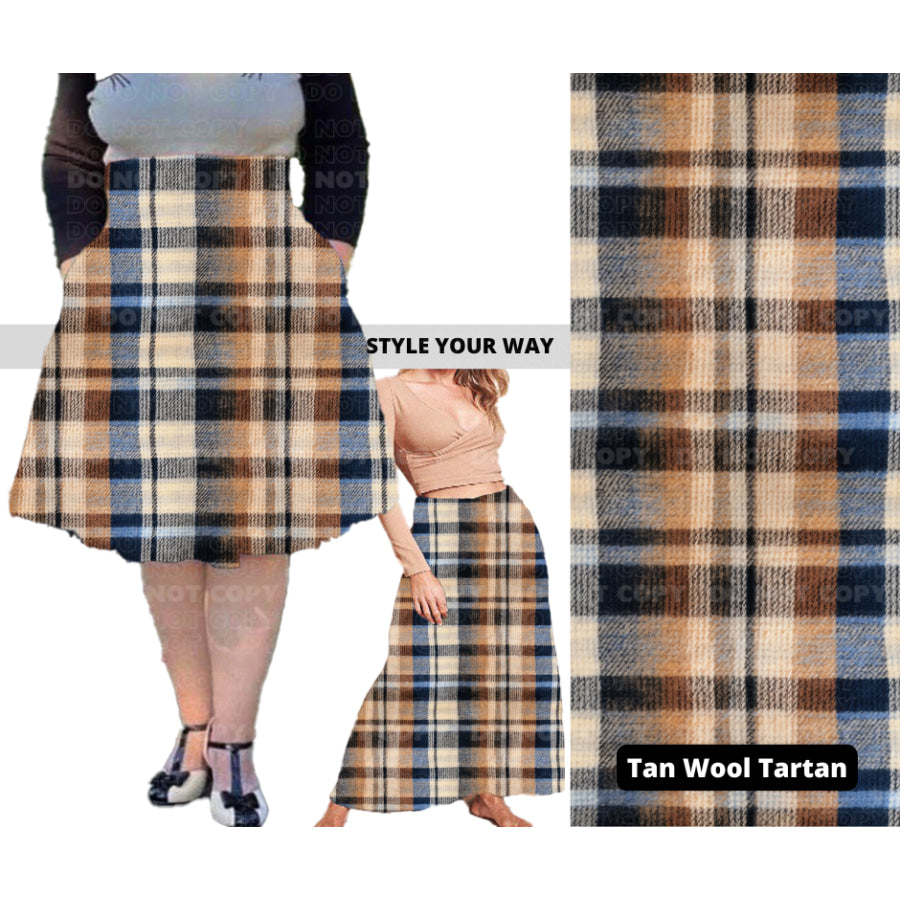 PREORDER Custom Swing and Maxi Skirts - Tan Wool Tartan - Closes 30 Sep - ETA late Dec 2024 Skirts