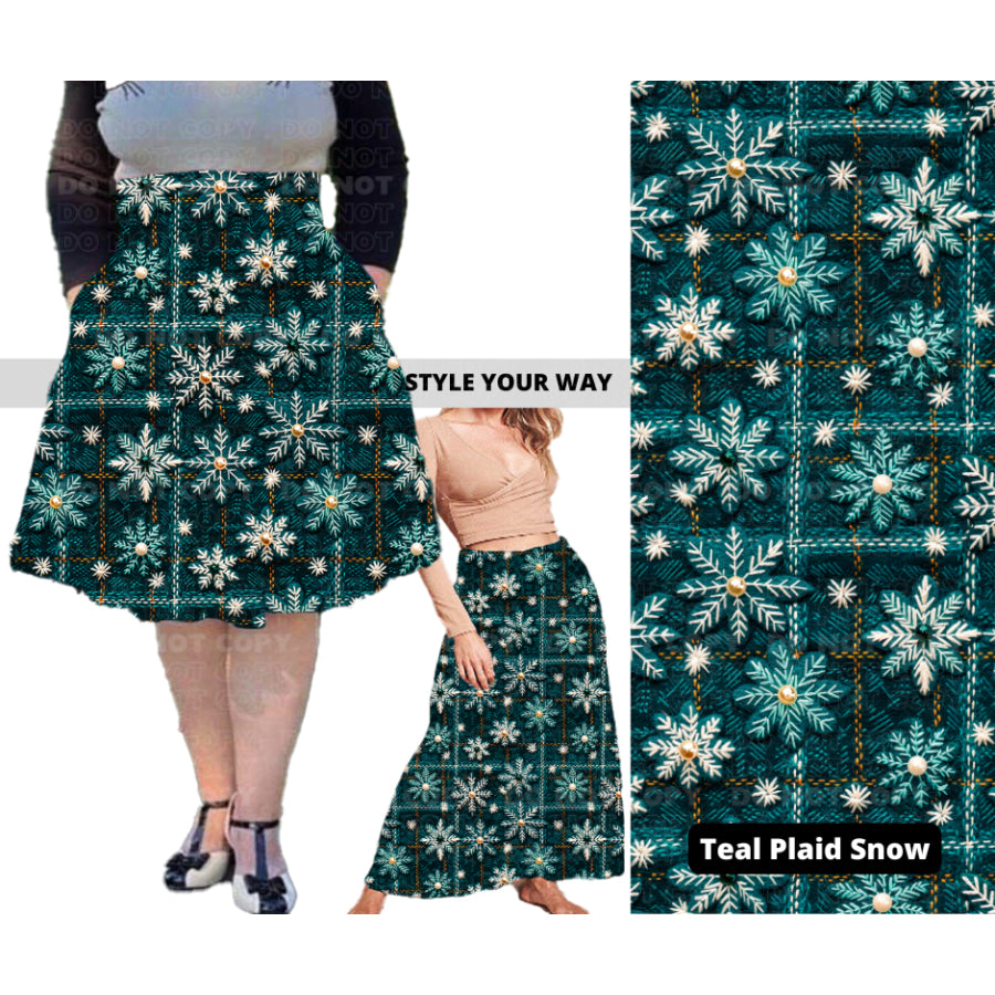 PREORDER Custom Swing and Maxi Skirts - Teal Plaid Snow - Closes 30 Sep - ETA late Dec 2024 Skirts