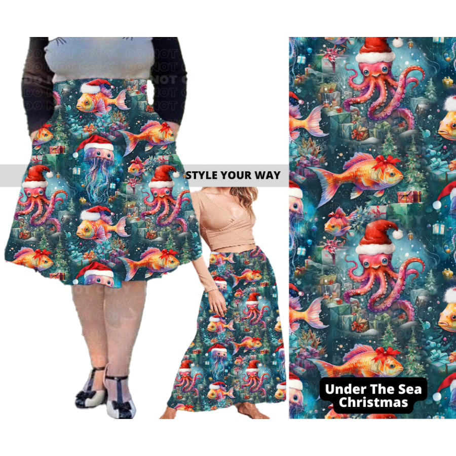 PREORDER Custom Swing and Maxi Skirts - Under The Sea Christmas - Closes 30 Sep - ETA late Dec 2024 Skirts